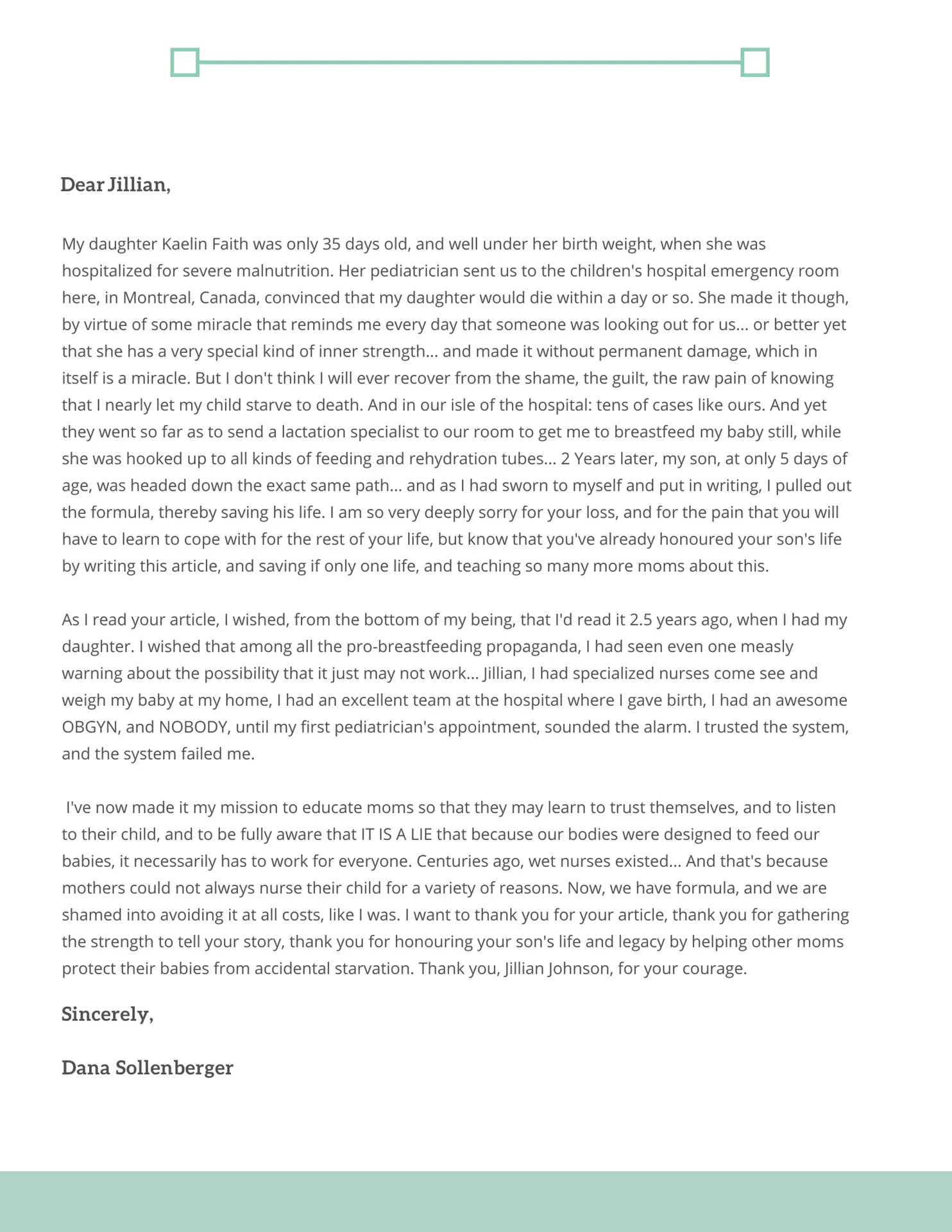 Dear Jillian,