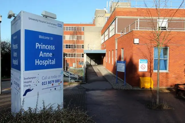 Princess Anne Hospital entrance sign.