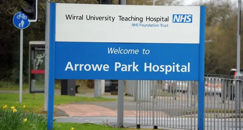 Arrowe Park Hospital NHS sign.