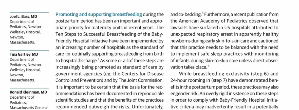 Unintended consequences of breastfeeding initiatives.