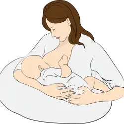 Here's an alt tag for the image: Mother breastfeeding baby comfortably.