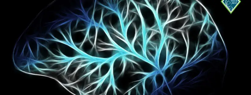 Abstract brain, glowing neural network.